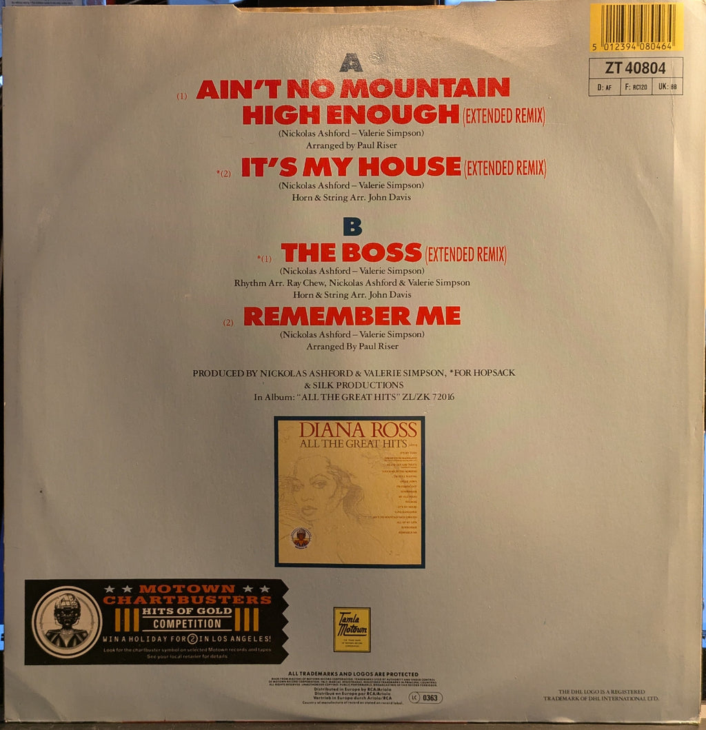 Diana Ross - Ain't No Mountain High Enough (Extended Remix) (VINYL) | Near Mint (NM) Very Good Plus (VG+)