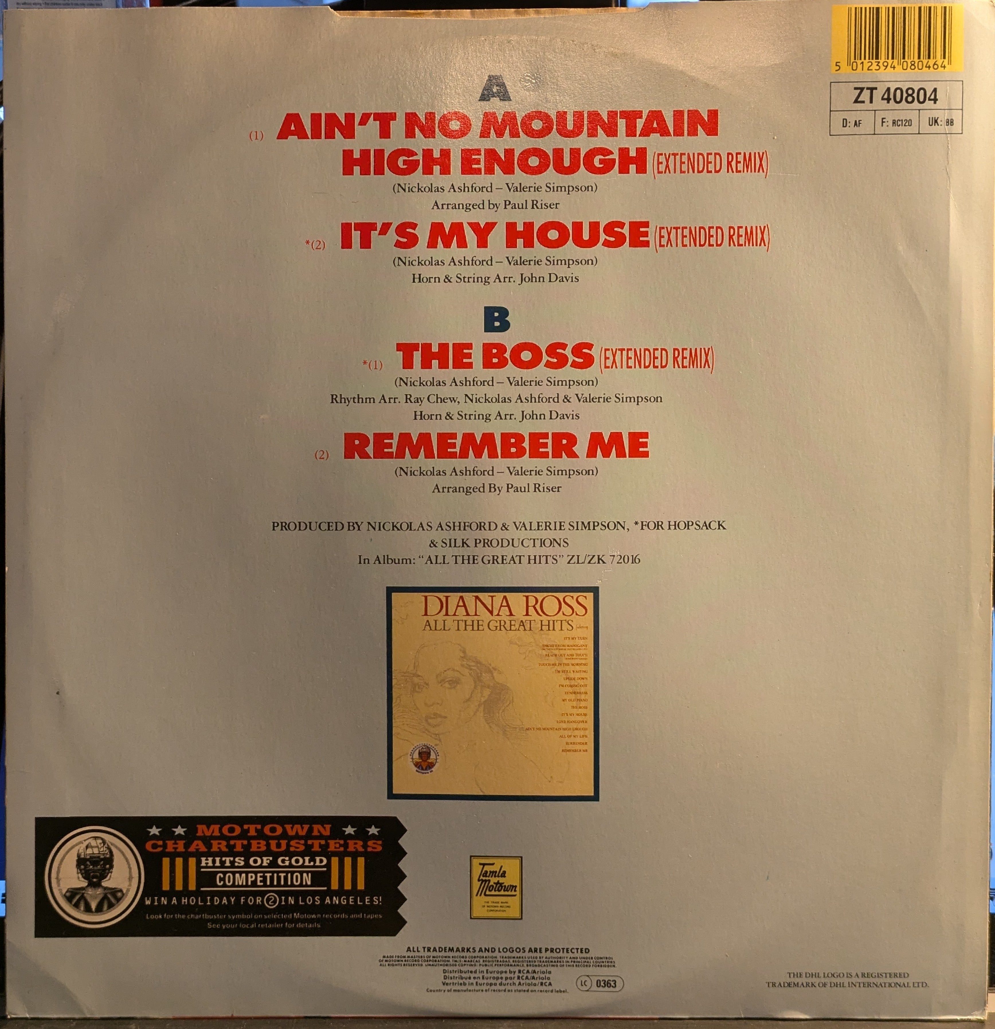 Diana Ross - Ain't No Mountain High Enough (Extended Remix) (VINYL) | Near Mint (NM) Very Good Plus (VG+)