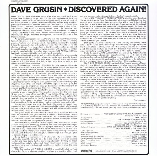 Dave Grusin - Discovered Again! | Very Good Plus (VG+) Near Mint (NM)