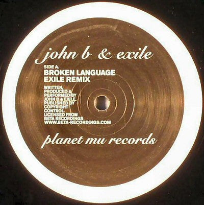 John B - Broken Language (Exile Remix) / The Forever Endeavour | Excellent (EX) Generic