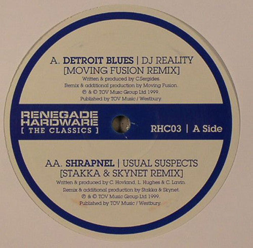 DJ Reality - Detroit Blues (Moving Fusion Remix) / Shrapnel (Stakka & Skynet Remix) | Excellent (EX) Generic