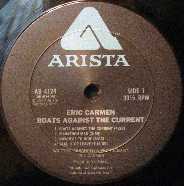 Eric Carmen - Boats Against The Current | Very Good Plus (VG+) Near Mint (NM)
