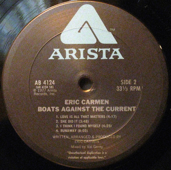 Eric Carmen - Boats Against The Current | Very Good Plus (VG+) Near Mint (NM)