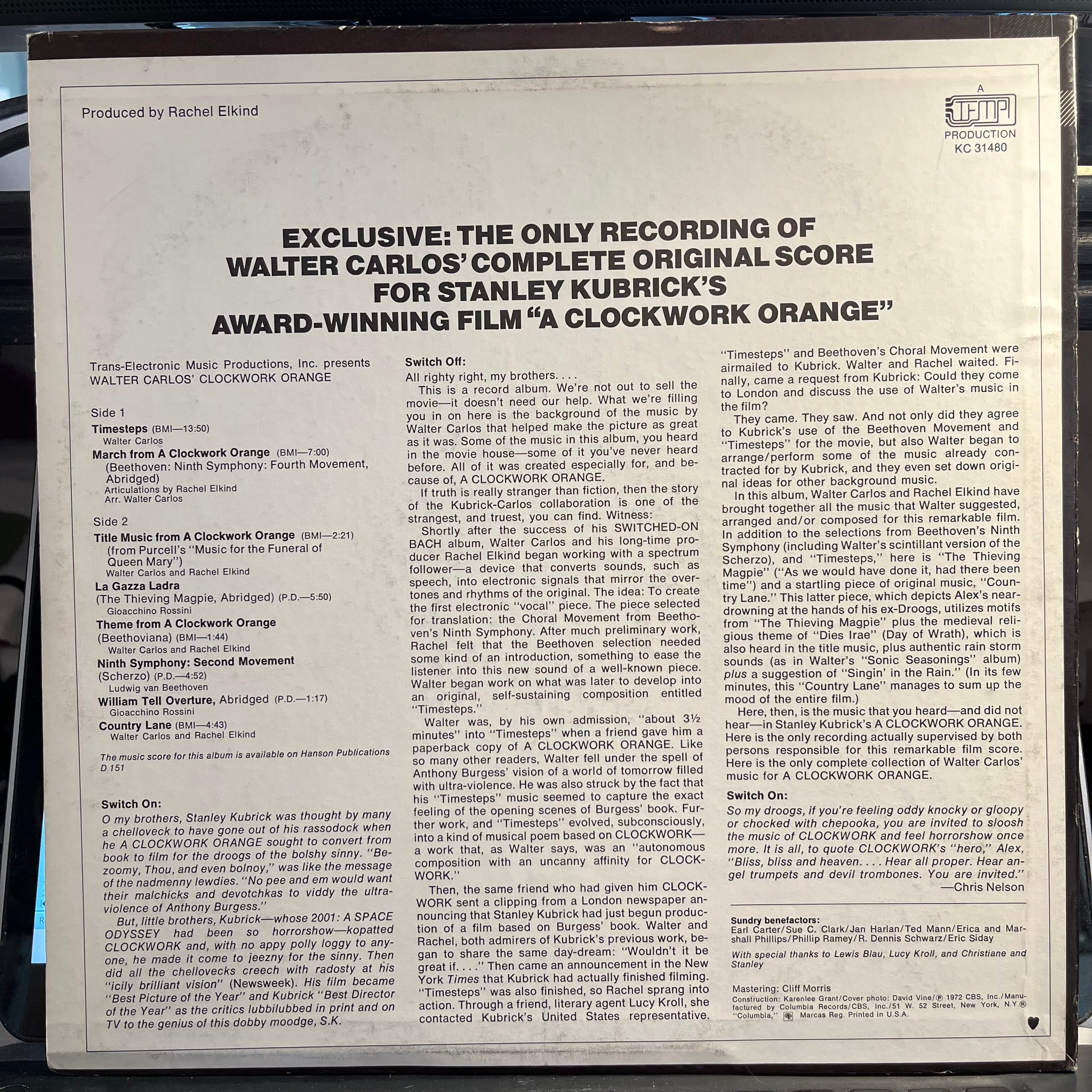 Walter Carlos - Walter Carlos' Clockwork Orange (VINYL) | Near Mint (NM) Excellent (EX)