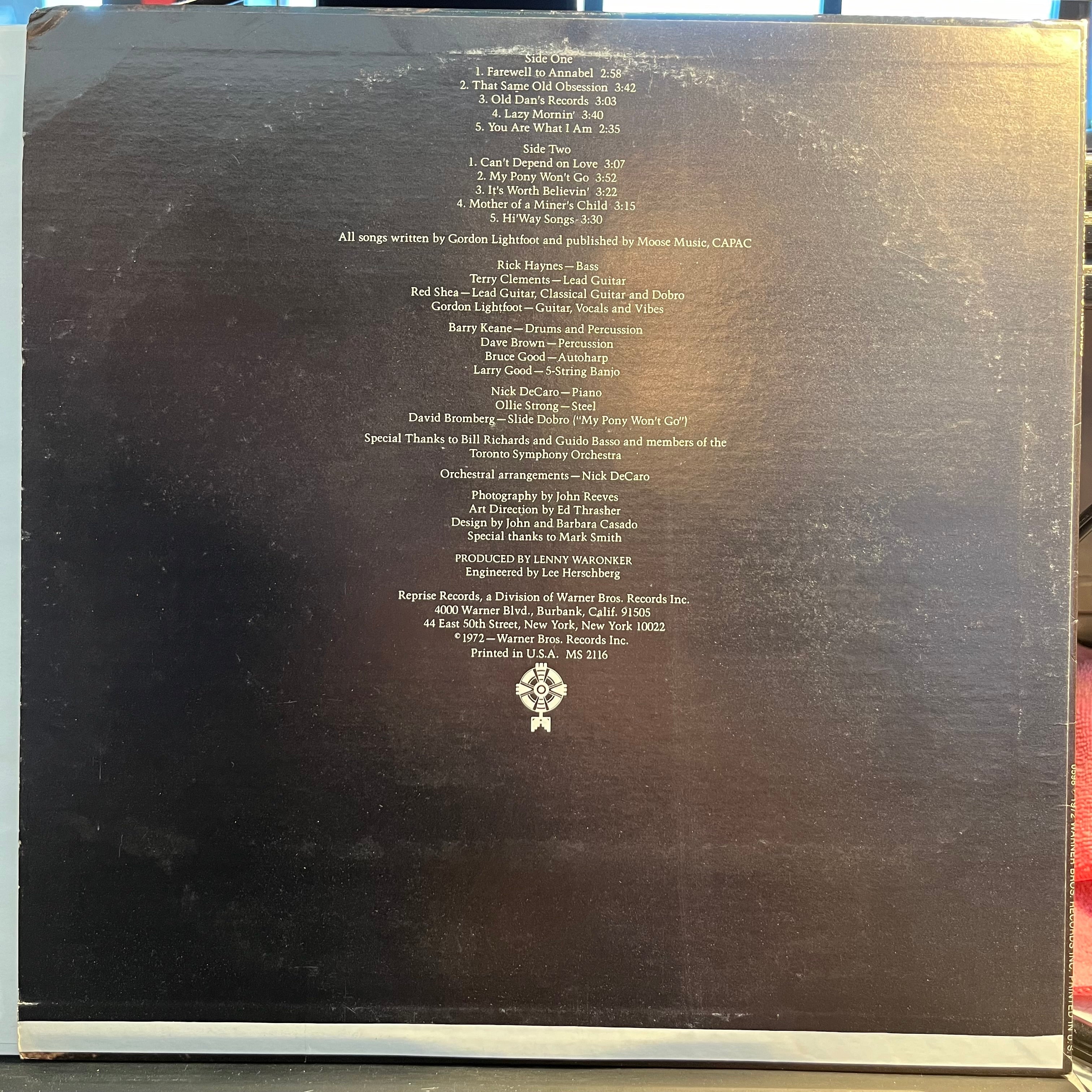 Gordon Lightfoot - Old Dan's Records *LOS ANGELES* | Excellent (EX) Excellent (EX)