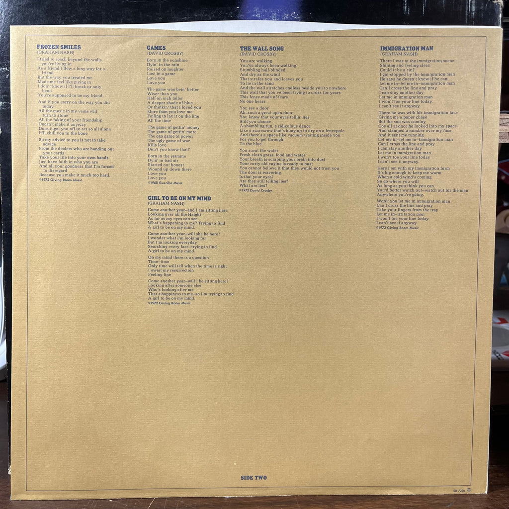 Crosby & Nash - Graham Nash / David Crosby (VINYL) | Excellent+ (EX+) Very Good (VG)