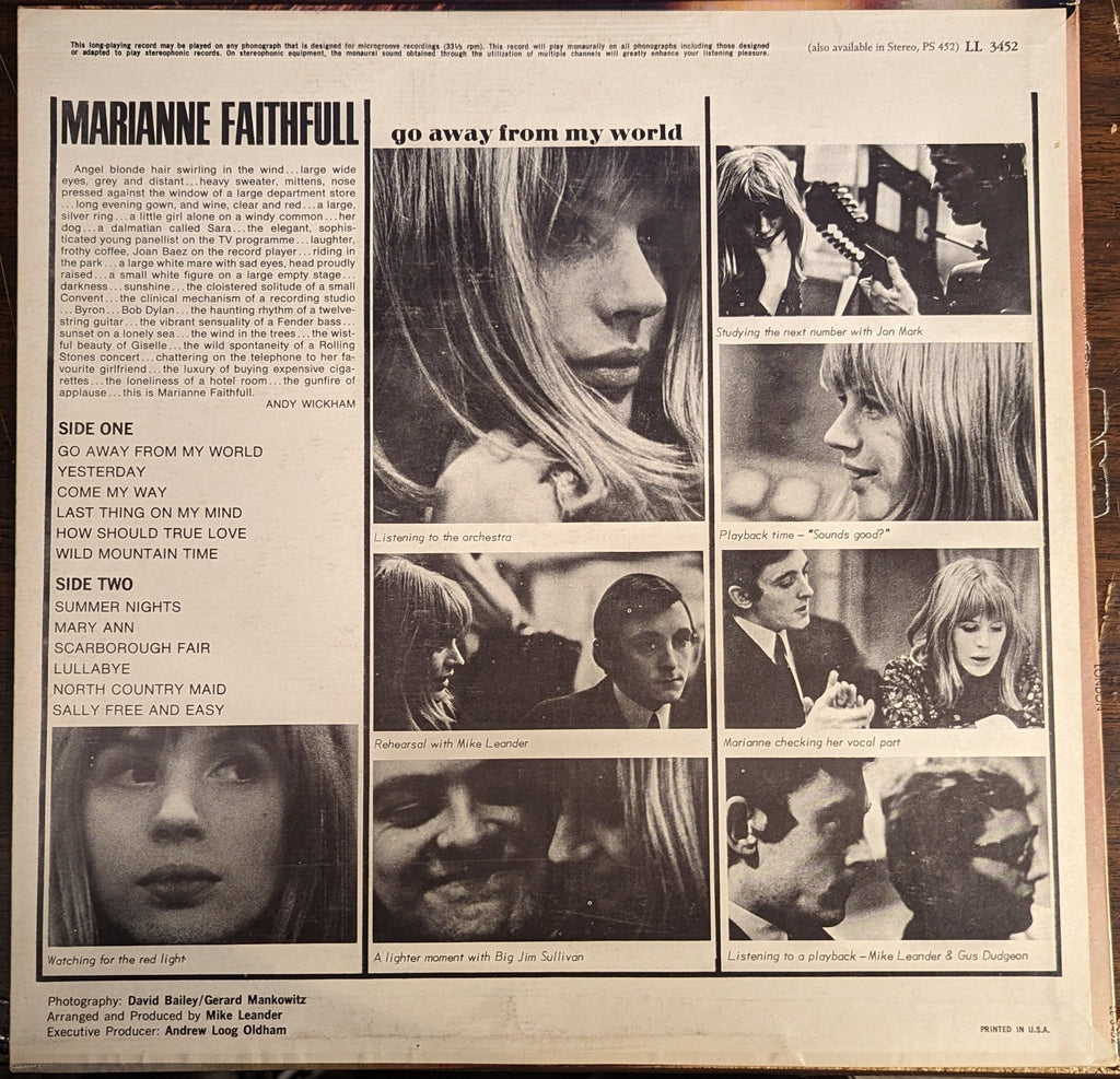 Marianne Faithfull - Go Away From My World *MONO* | Excellent (EX) Near Mint (NM)