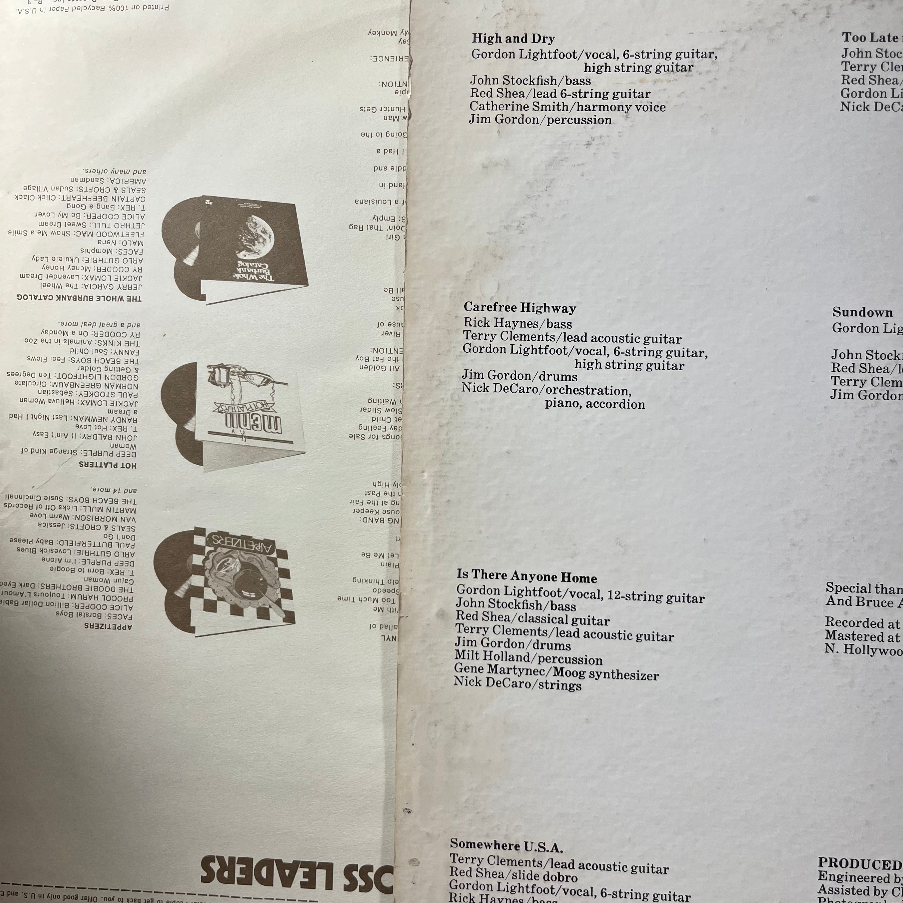 Gordon Lightfoot - Sundown (VINYL) | Excellent (EX) Excellent (EX)