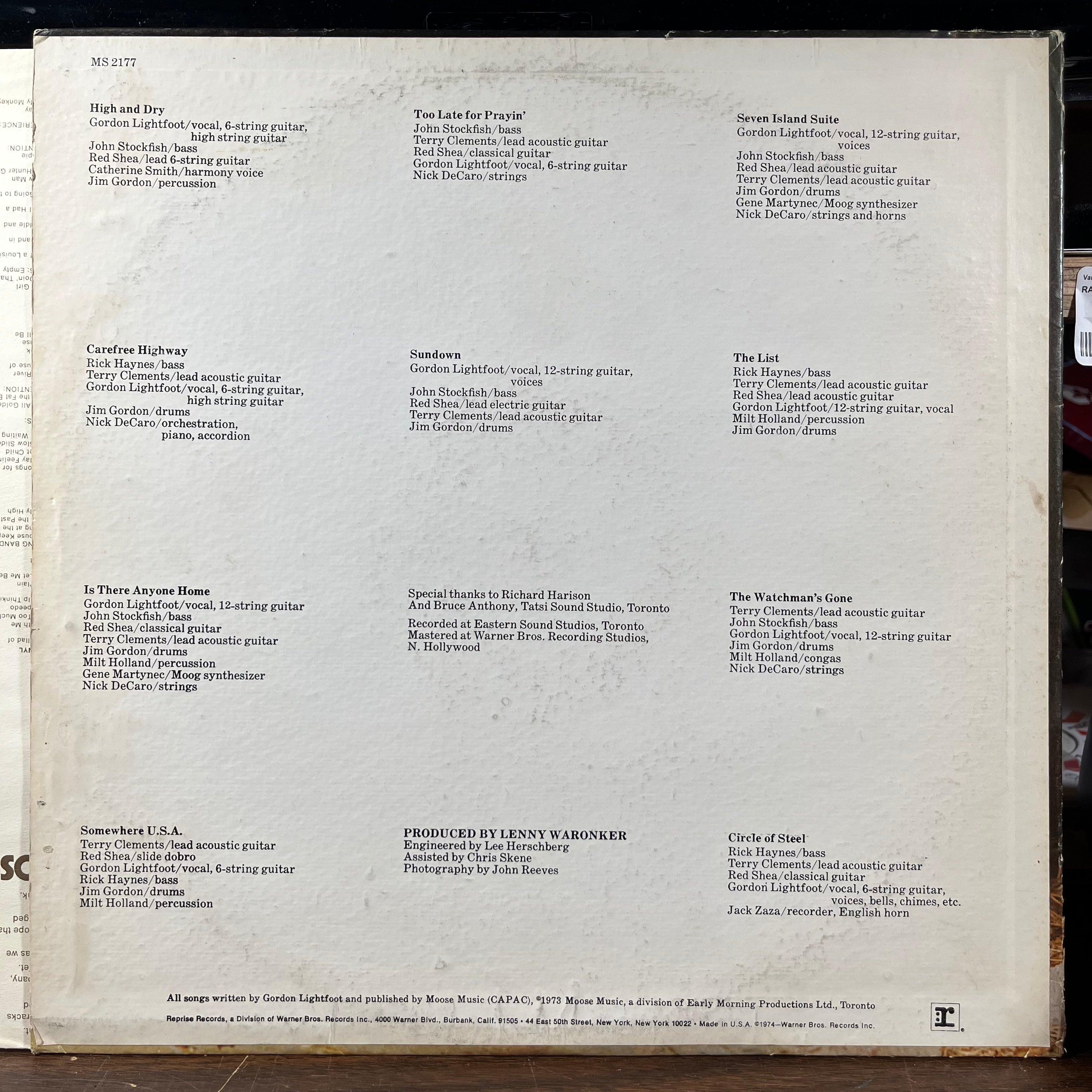 Gordon Lightfoot - Sundown (VINYL) | Excellent (EX) Excellent (EX)