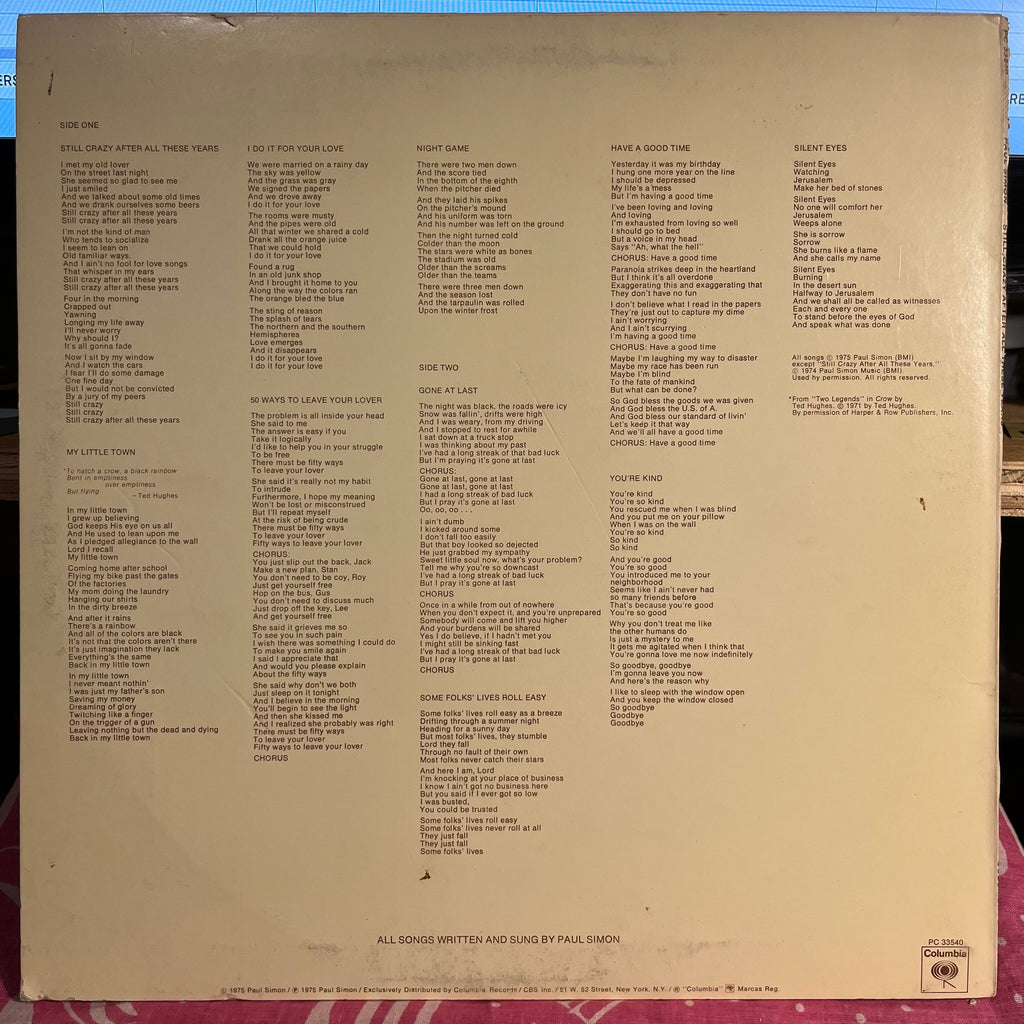 Paul Simon - Still Crazy After All These Years | Excellent (EX) Excellent (EX)