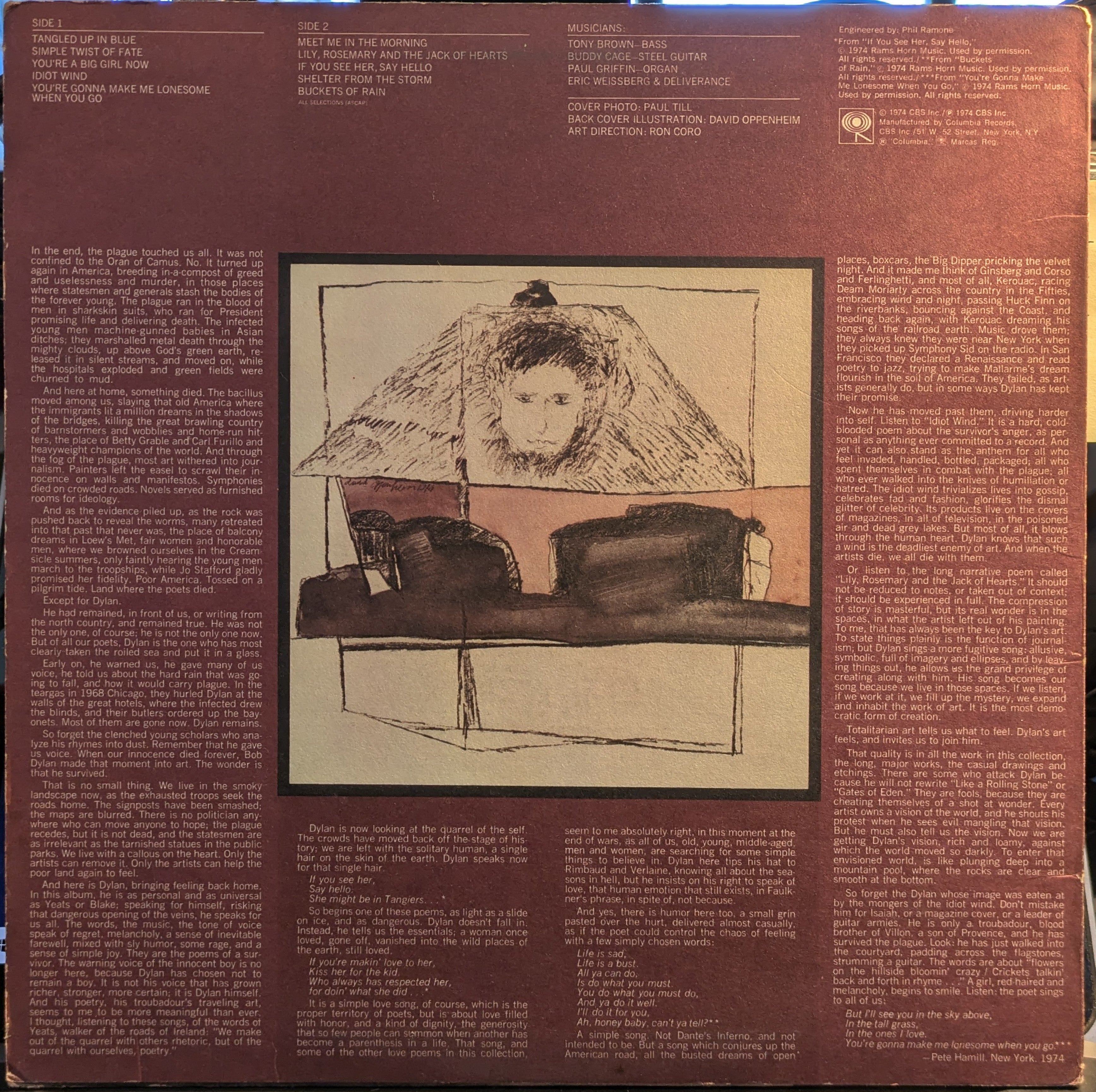 Bob Dylan - Blood On The Tracks (VINYL) | Excellent (EX) Very Good Plus (VG+)