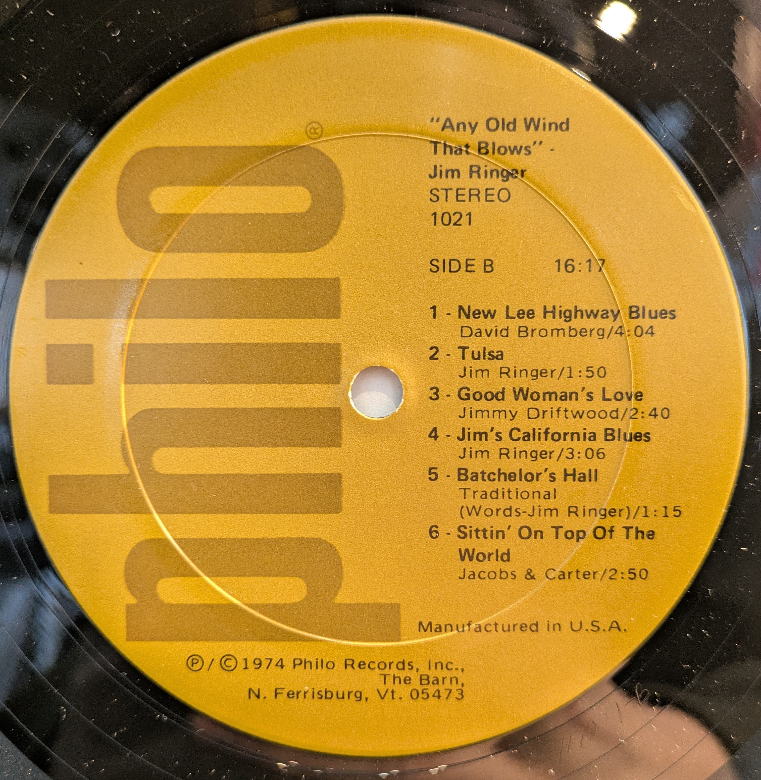 Jim Ringer - Any Old Wind That Blows (VINYL) | Near Mint (NM) Excellent (EX)