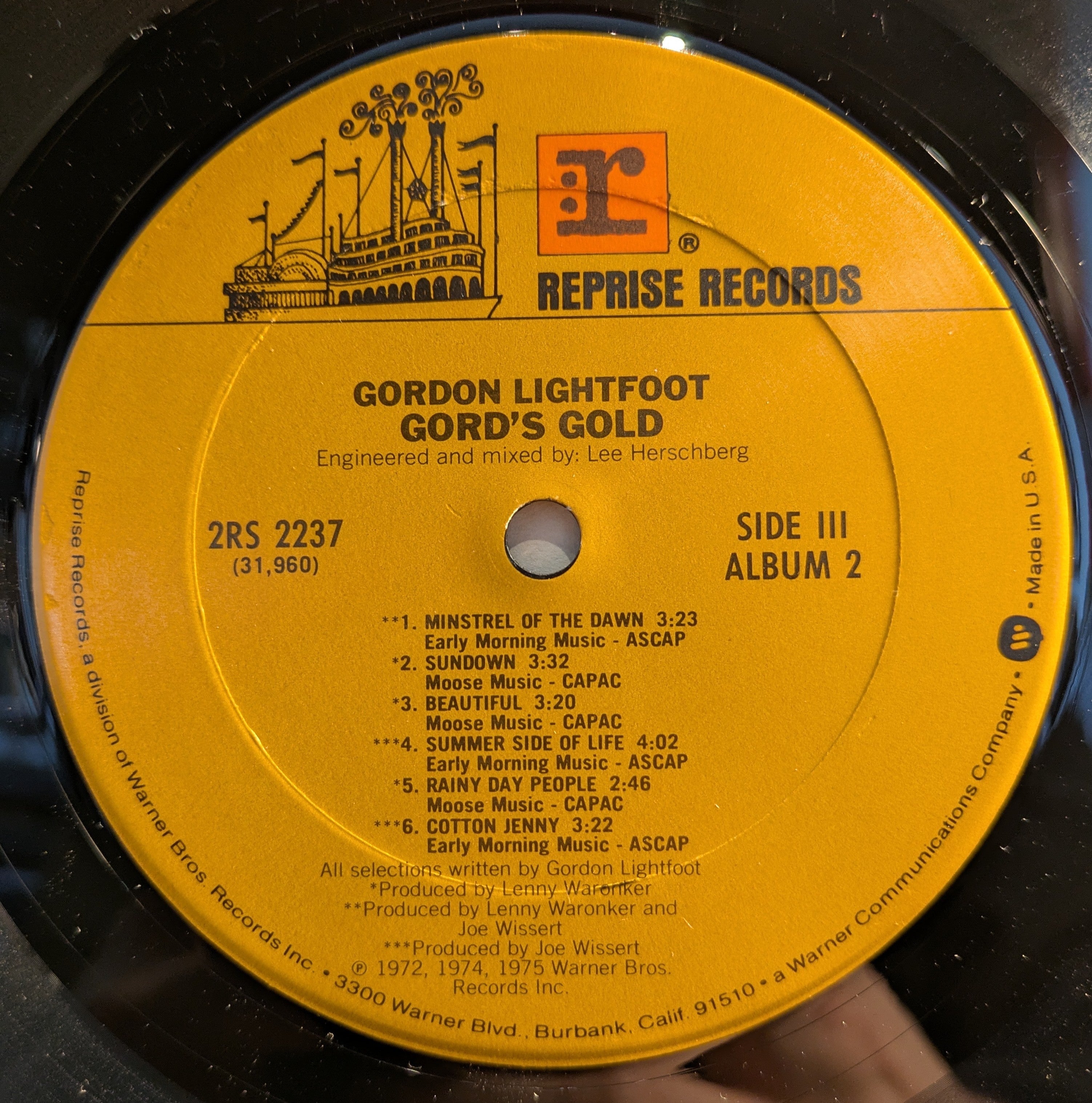 Gordon Lightfoot - Gord's Gold (2xVINYL) | Near Mint (NM) Very Good Plus (VG+)