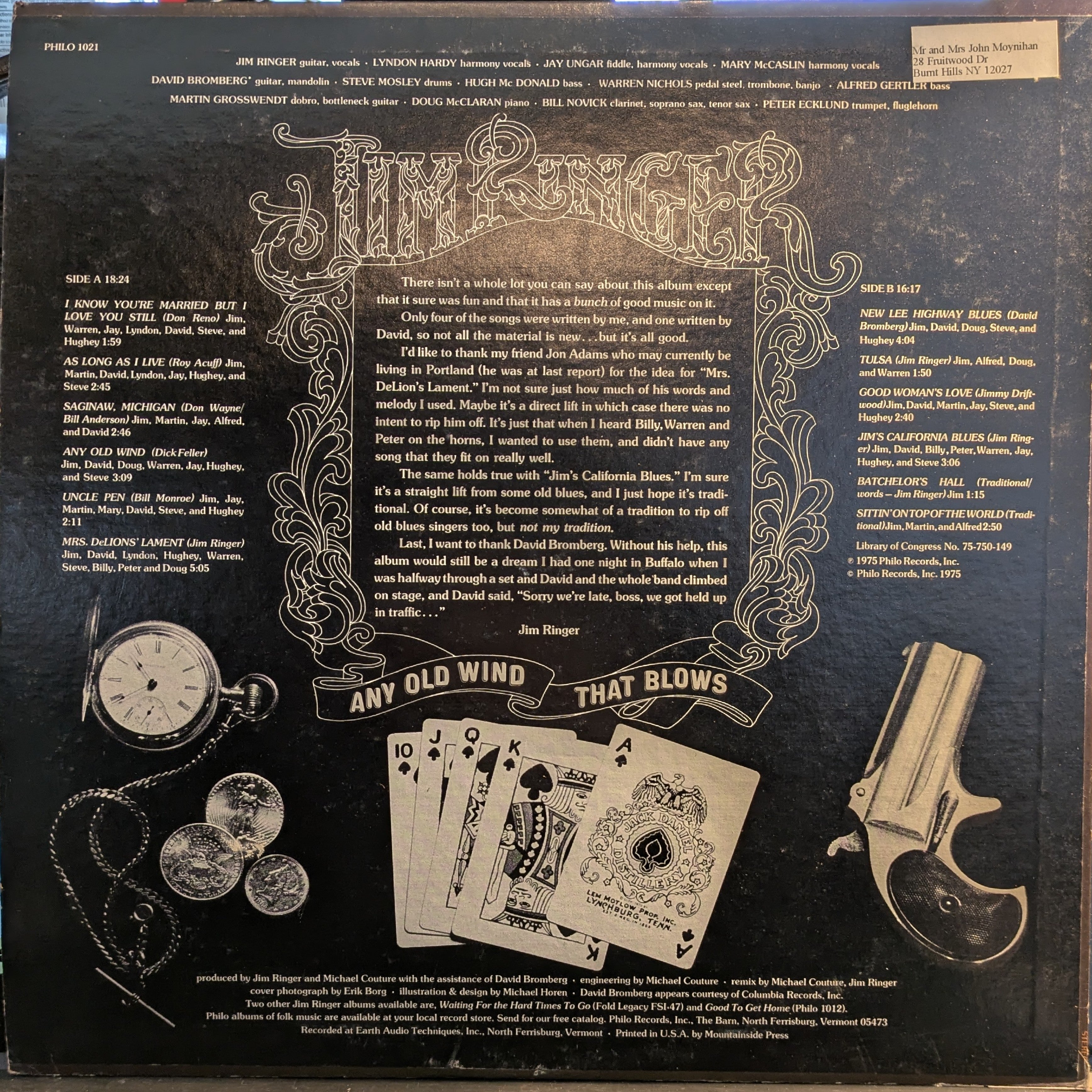 Jim Ringer - Any Old Wind That Blows (VINYL) | Near Mint (NM) Excellent (EX)