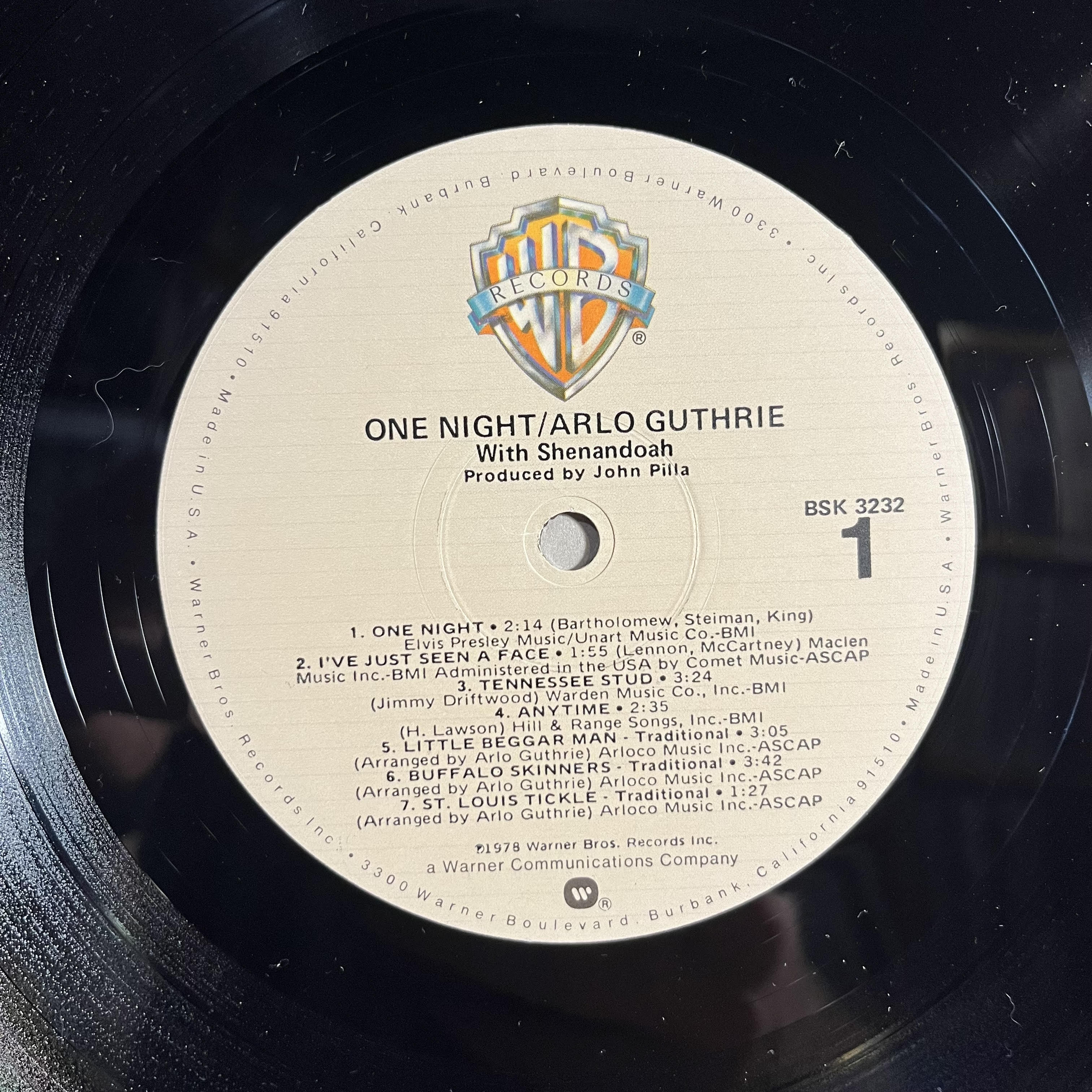 Arlo Guthrie - One Night | Near Mint (NM) Excellent (EX)
