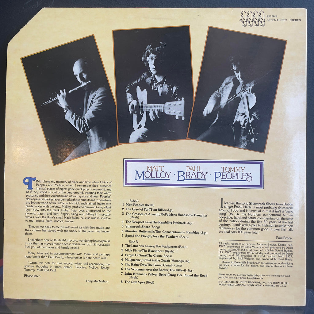 Matt Molloy - Matt Molloy - Paul Brady - Tommy Peoples (VINYL) | Near Mint (NM or M-) Excellent (EX)