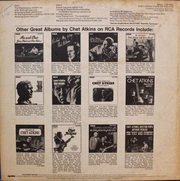 Chet Atkins - Picks On The Hits | Near Mint (NM) Excellent (EX)