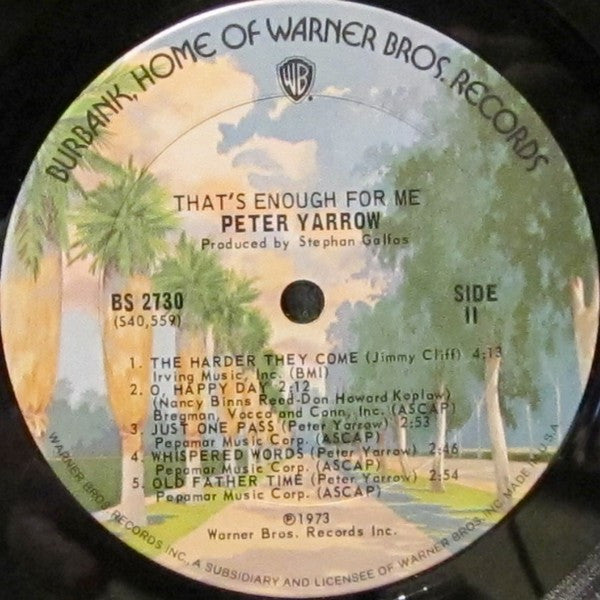 Peter Yarrow - That's Enough For Me | Near Mint (NM) Near Mint (NM)