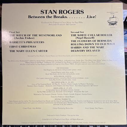 Stan Rogers - Between The Breaks ........ Live! (VINYL) | Near Mint (NM or M-)