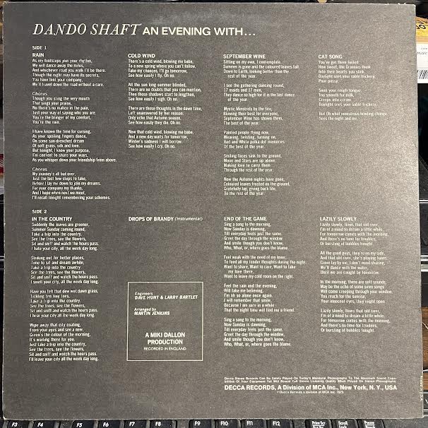 Dando Shaft - ... An Evening With ... (VINYL) | Very Good (VG) Excellent (EX)
