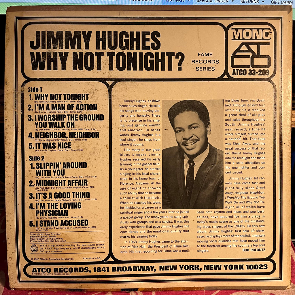 Jimmy Hughes - Why Not Tonight? | Very Good Plus (VG+)