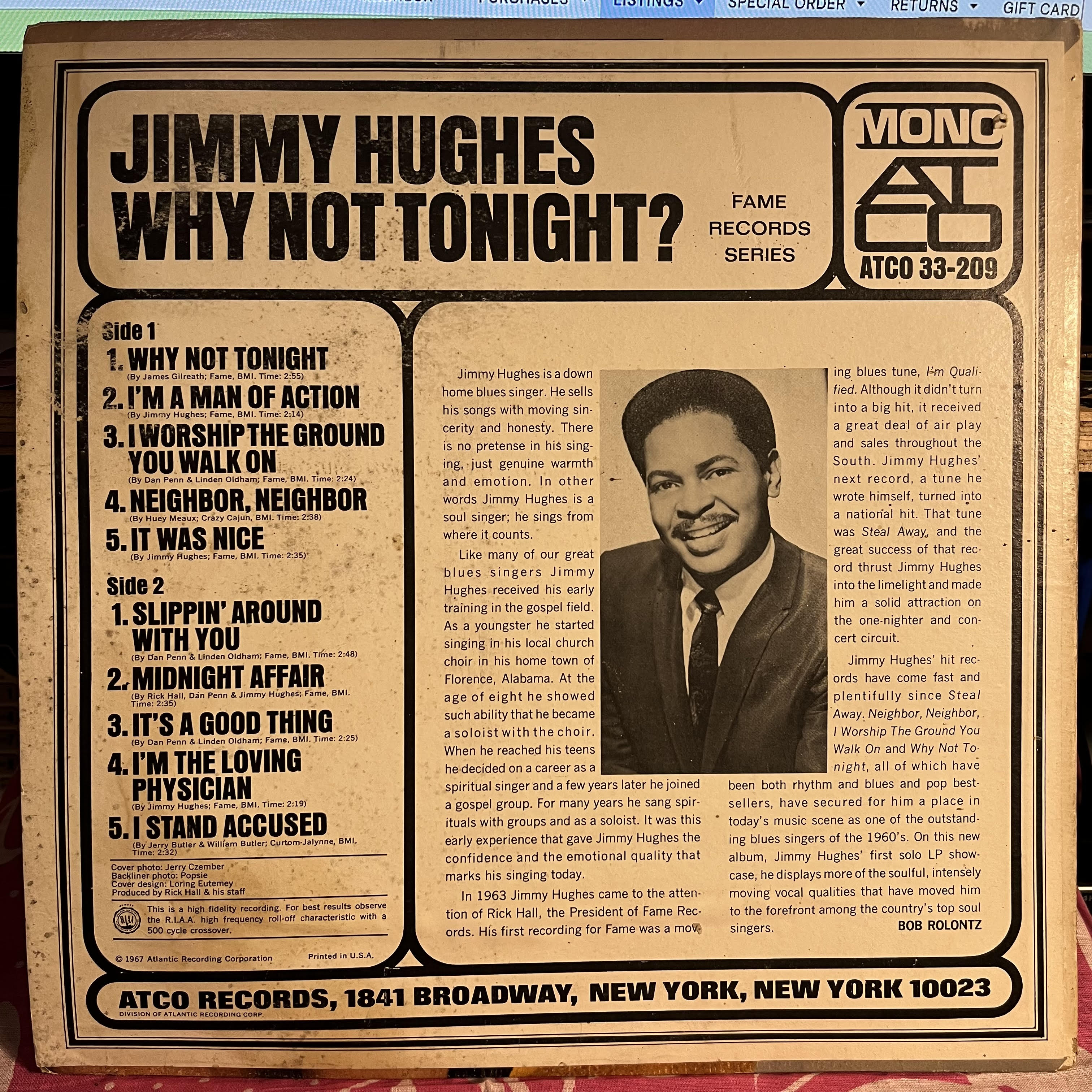 Jimmy Hughes - Why Not Tonight? | Very Good Plus (VG+)