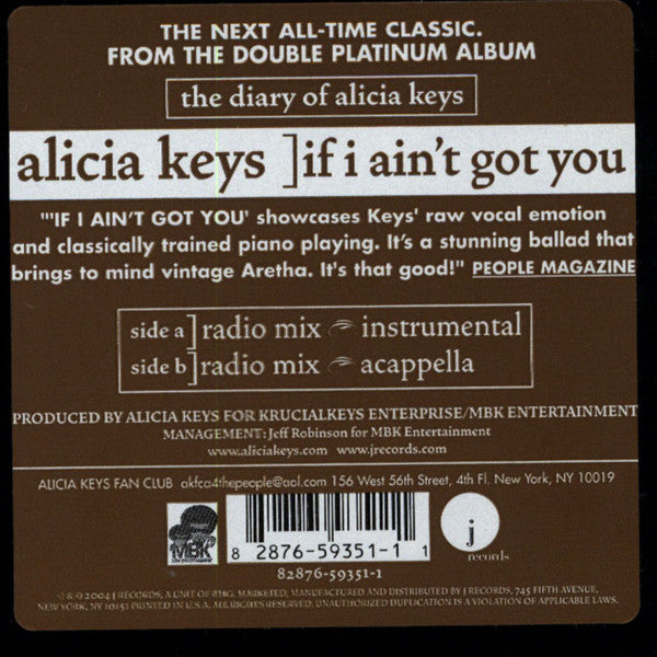 Alicia Keys - If I Ain't Got You (VINYL) | Excellent+ (EX+) Excellent (EX)