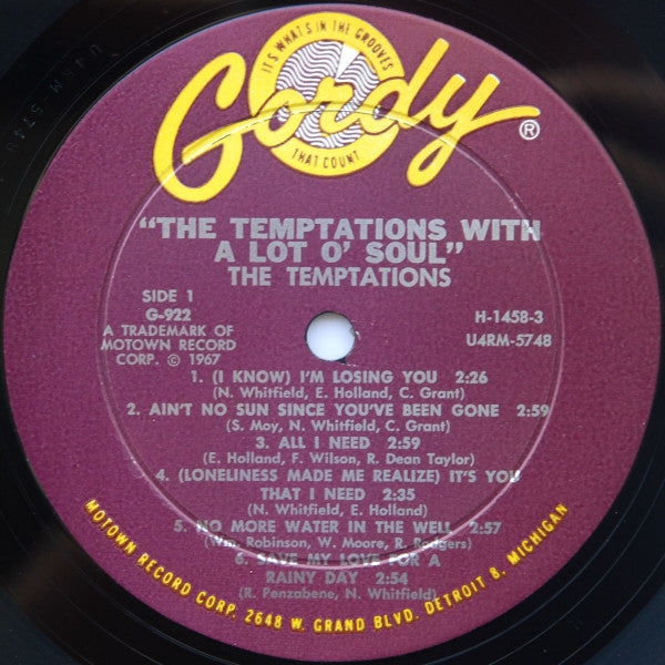 The Temptations - The Temptations With A Lot O' Soul | Excellent (EX) Very Good Plus (VG+)