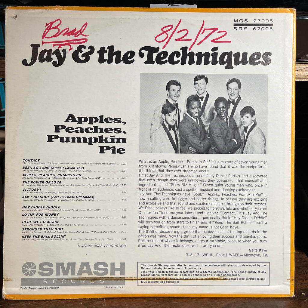 Jay & The Techniques - Apples, Peaches, Pumpkin Pie (VINYL) | Excellent+ (EX+) Excellent (EX)