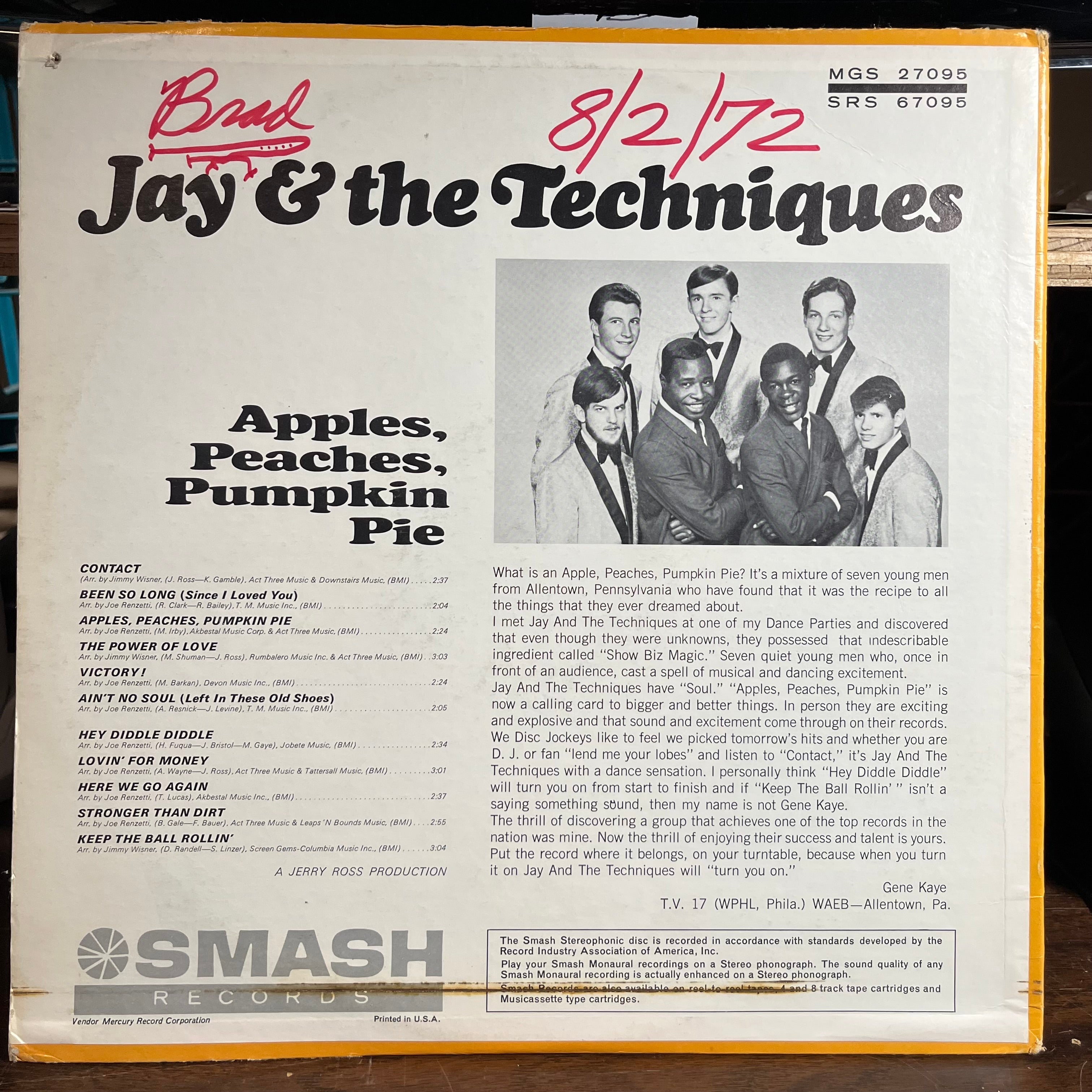 Jay & The Techniques - Apples, Peaches, Pumpkin Pie (VINYL) | Excellent+ (EX+) Excellent (EX)