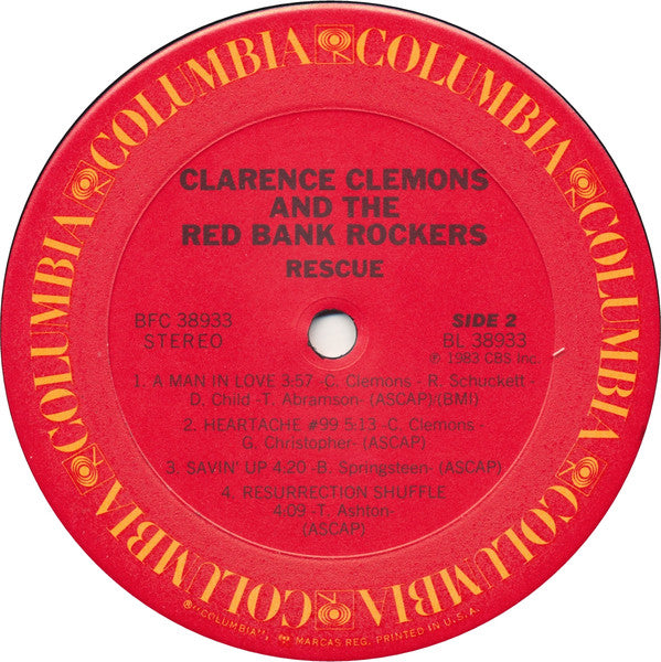 Clarence Clemons And The Red Bank Rockers - Rescue | Very Good Plus (VG+) Near Mint (NM)