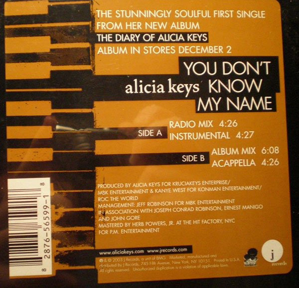 Alicia Keys - You Don't Know My Name (VINYL) | Excellent (EX) Generic