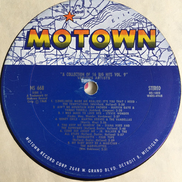 Various - The Motown Sound (A Collection Of 16 Original Hits Vol. 9) (VINYL) | Excellent (EX) Very Good Plus (VG+)