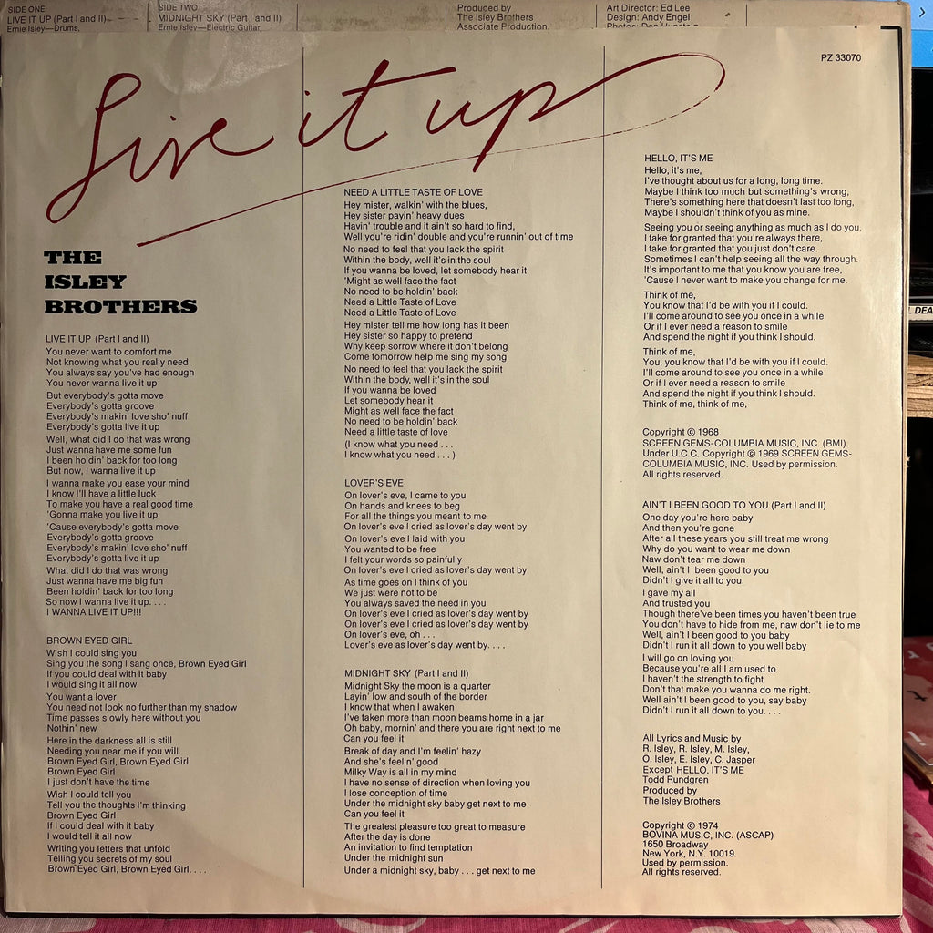 The Isley Brothers - Live It Up *PITMAN* | Excellent (EX) Very Good Plus (VG+)