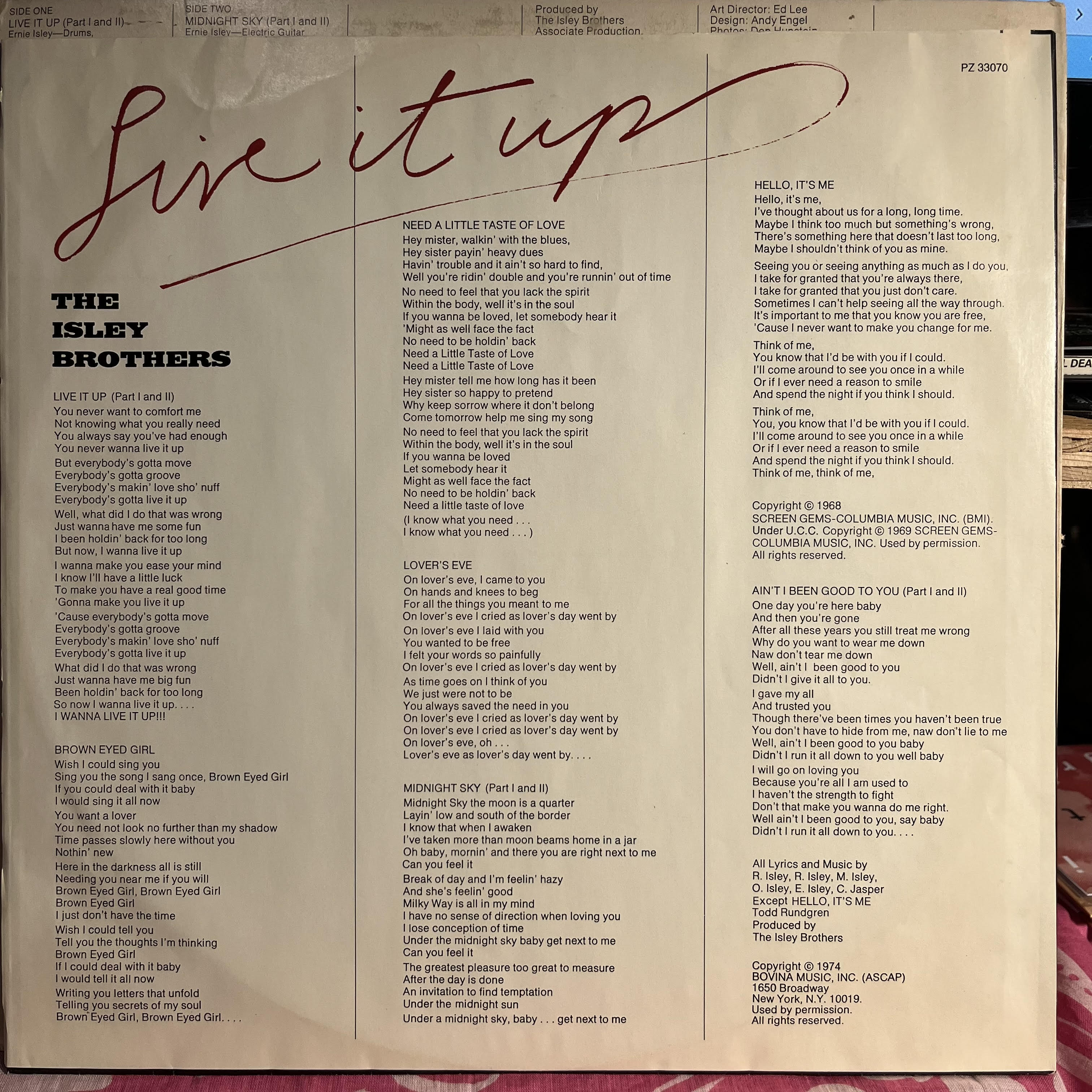 The Isley Brothers - Live It Up *PITMAN* | Excellent (EX) Very Good Plus (VG+)