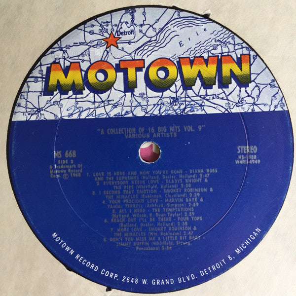 Various - The Motown Sound (A Collection Of 16 Original Hits Vol. 9) (VINYL) | Excellent (EX) Very Good Plus (VG+)