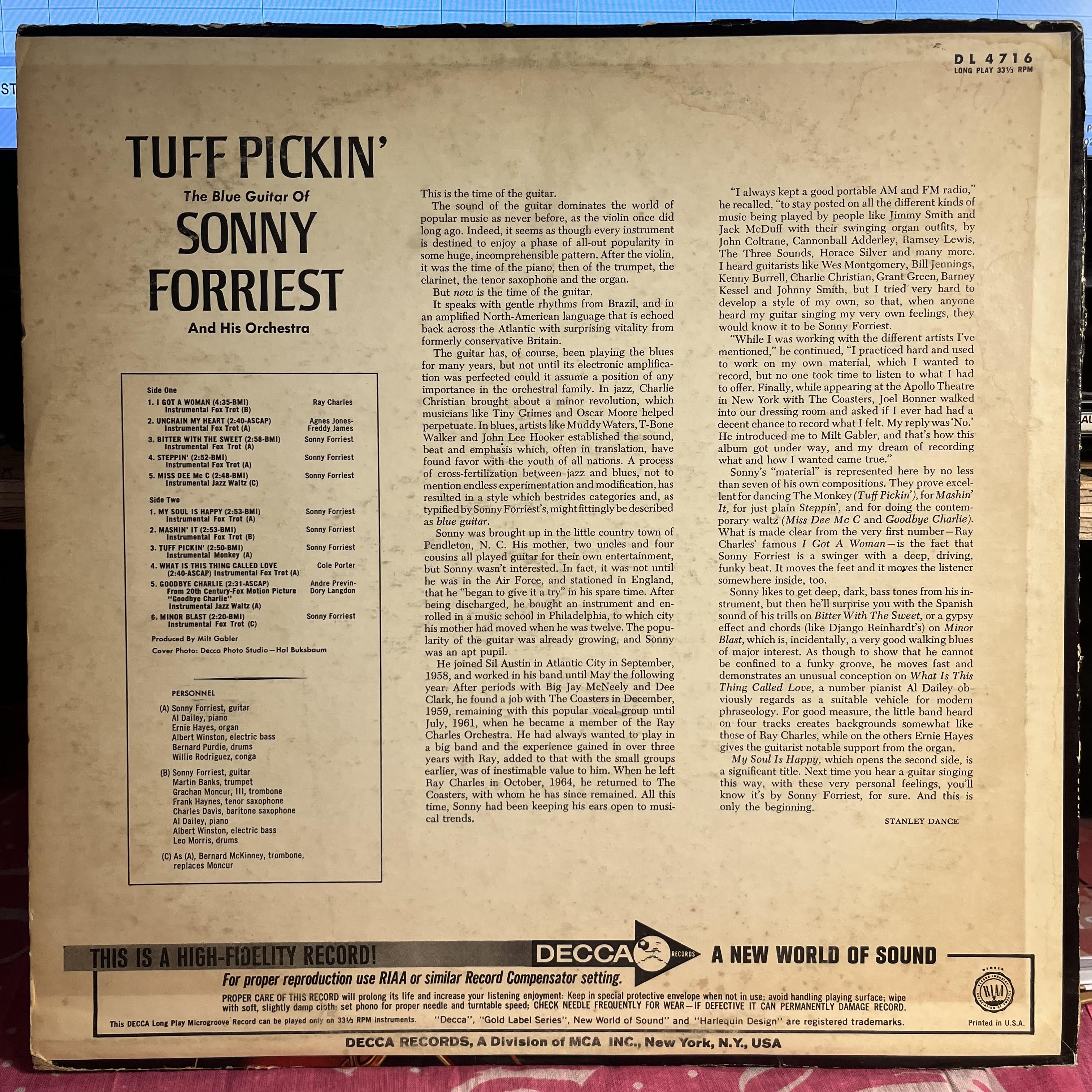 Sonny Forriest And His Orchestra - Tuff Pickin' *MONO* | Good Plus (G+) Very Good (VG)