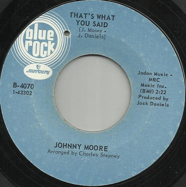 Johnny Moore (5) - Lonely Heart In The City / That's What You Said (7" VINYL) | Near Mint (NM or M-) Generic