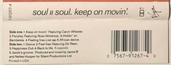 Soul II Soul - Keep On Movin' *CASSETTE* | Near Mint (NM) Near Mint (NM)