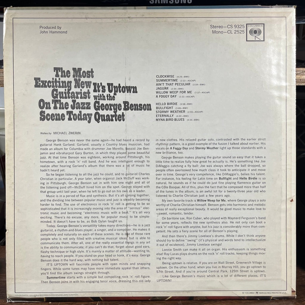 The George Benson Quartet - It's Uptown (LP) | Near Mint (NM) Very Good Plus (VG+)