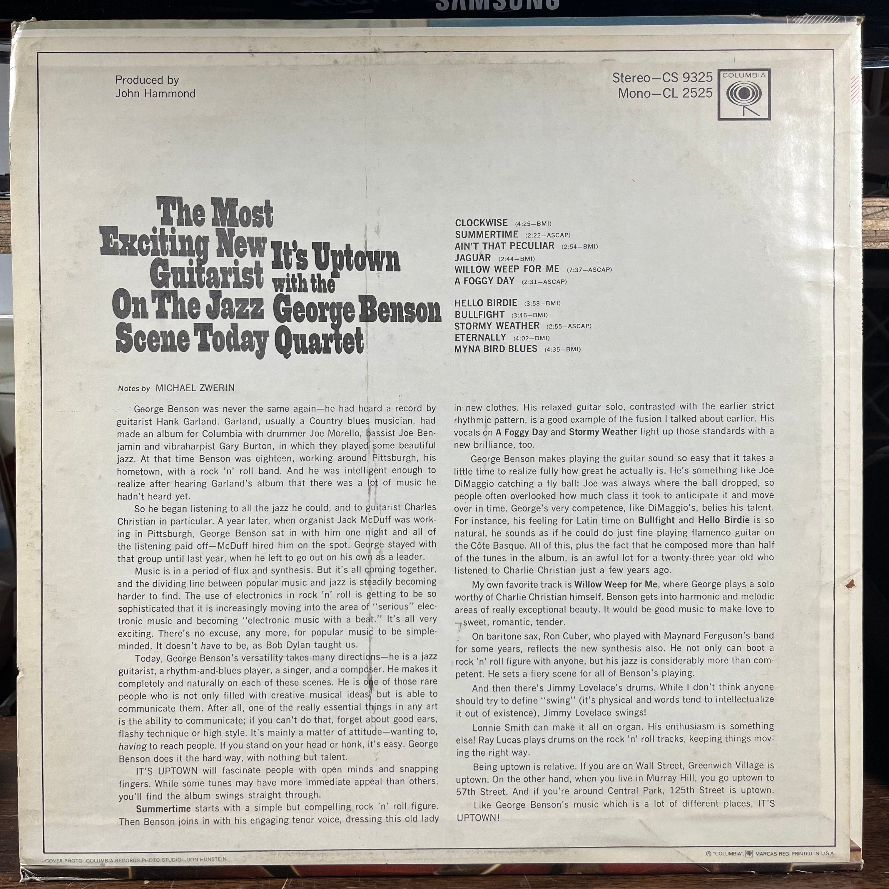 The George Benson Quartet - It's Uptown (LP) | Near Mint (NM) Very Good Plus (VG+)