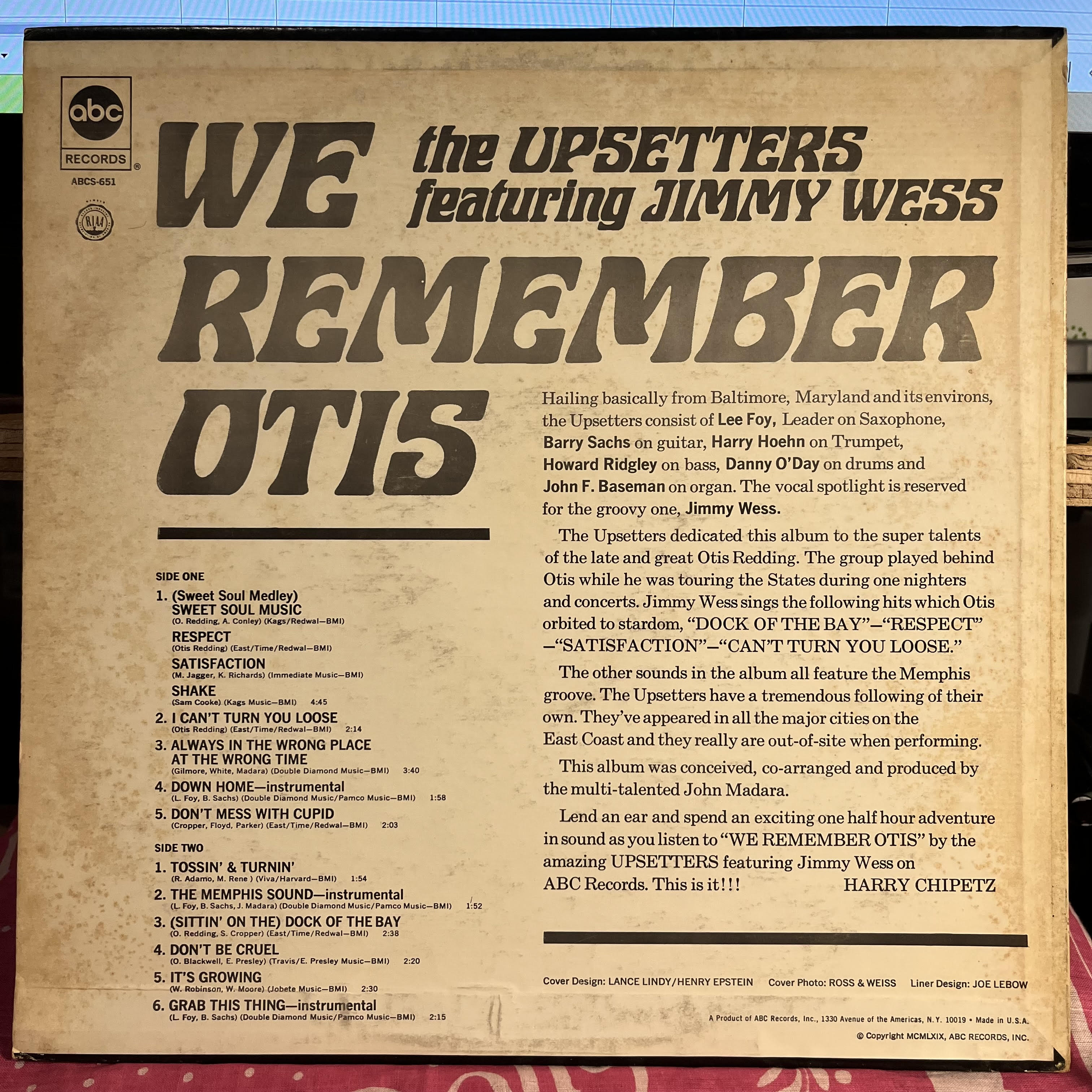 The Upsetters (6) - We Remember Otis *PROMO* | Near Mint (NM) Very Good Plus (VG+)
