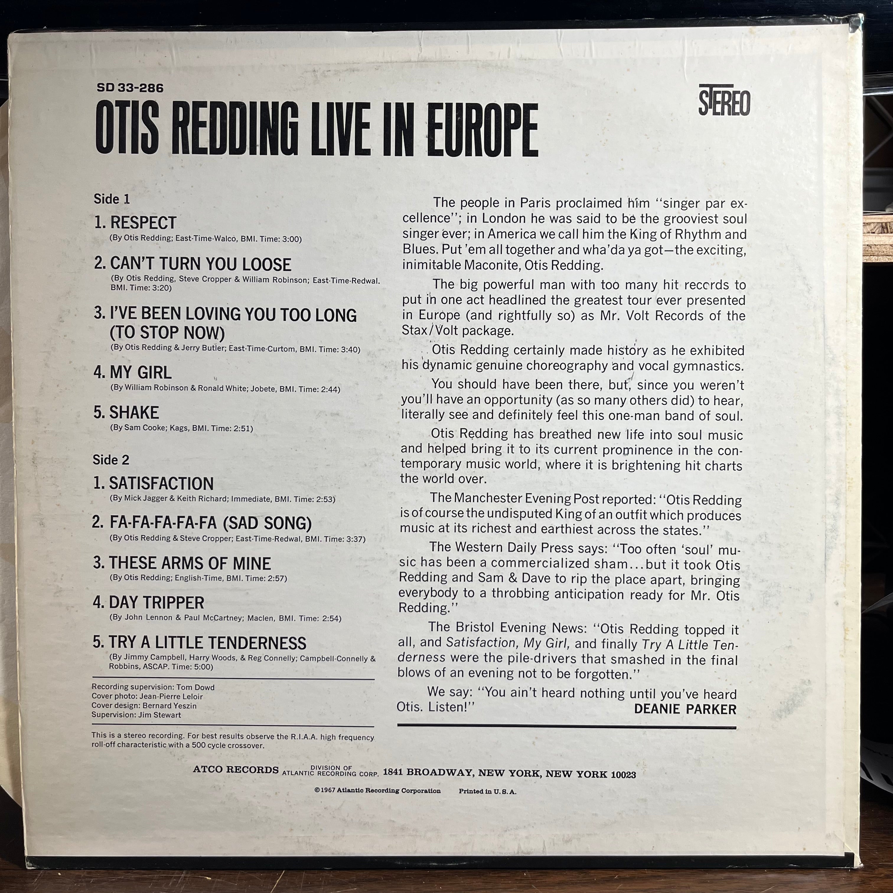 Otis Redding - Live In Europe (VINYL) | Very Good (VG)