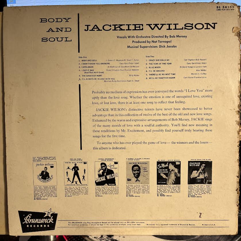 Jackie Wilson - Body And Soul | Very Good (VG) Good Plus (G+)