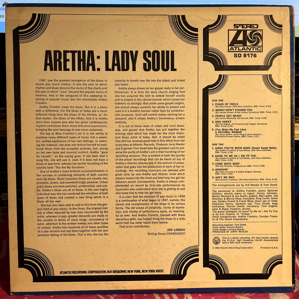 Aretha Franklin - Lady Soul *PRESSWELL/HYPE* | Very Good (VG) Excellent (EX)