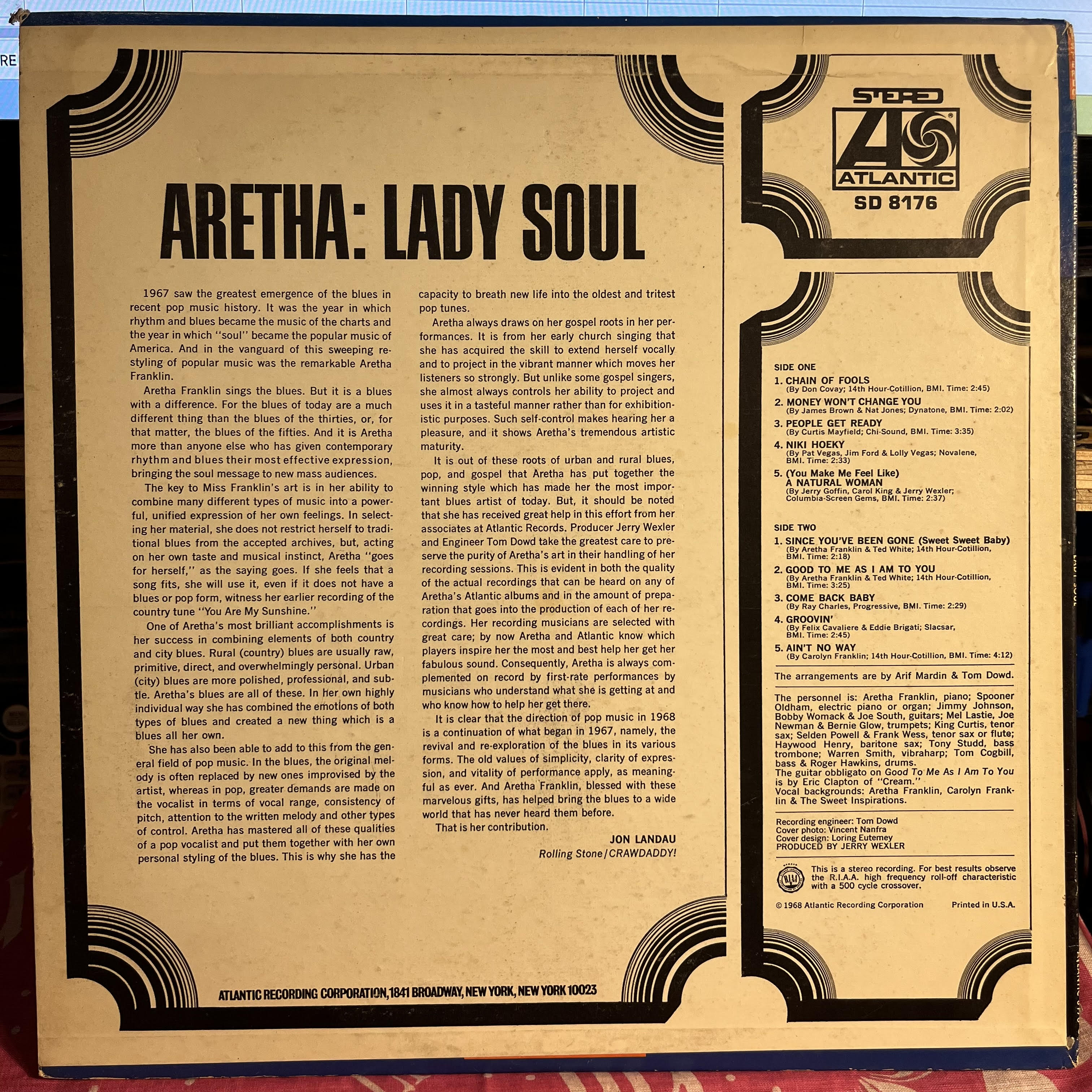 Aretha Franklin - Lady Soul *PRESSWELL/HYPE* | Very Good (VG) Excellent (EX)