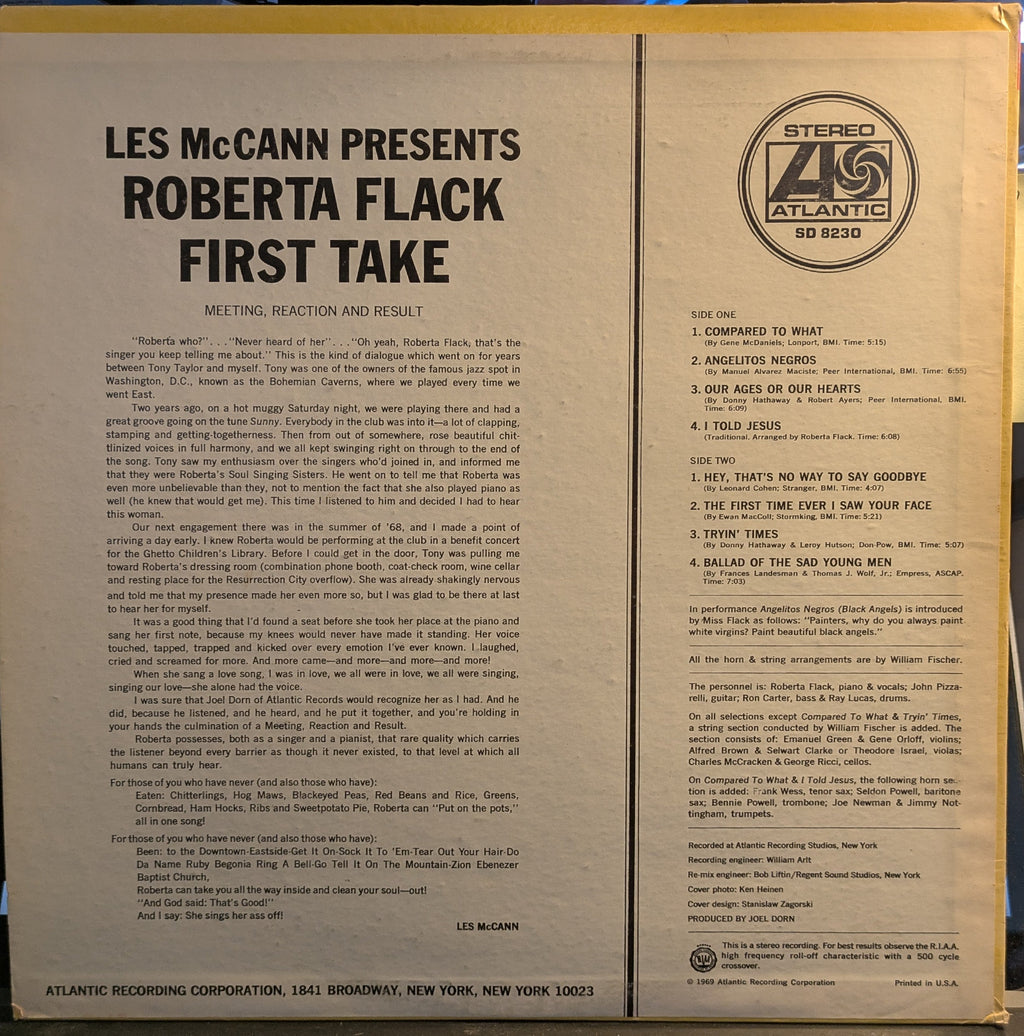 Roberta Flack - First Take (VINYL) | Very Good (VG) Excellent (EX)