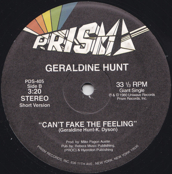 Geraldine Hunt Can't Fake The Feeling 12" Mint (M) Generic