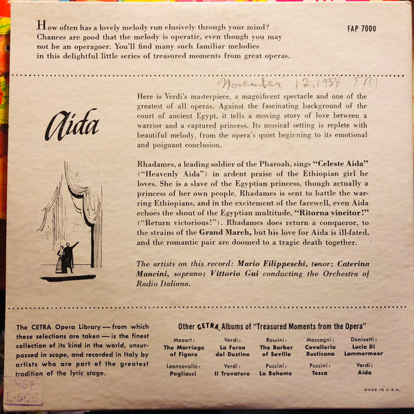 Aida | Very Good (VG) Very Good Plus (VG+)