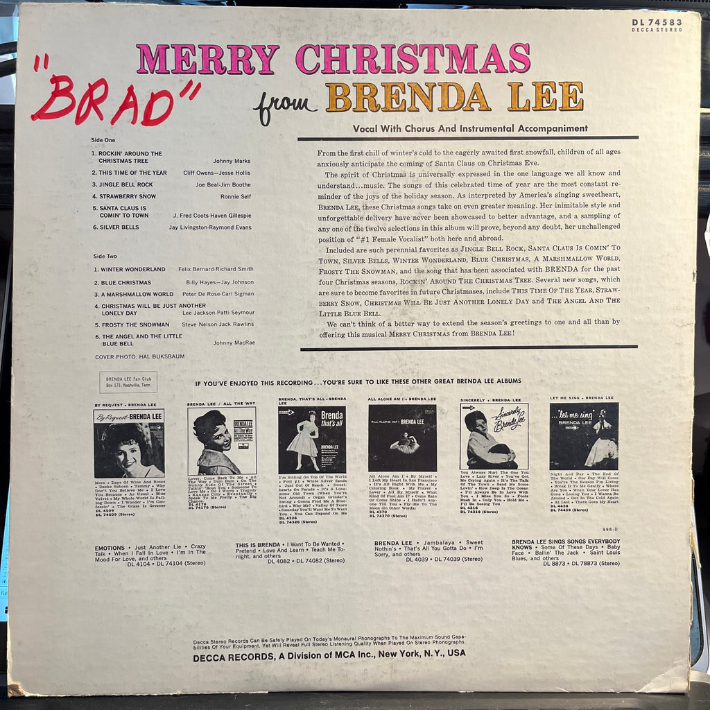 Brenda Lee - Merry Christmas From Brenda Lee (VINYL) | Excellent (EX) Very Good (VG)